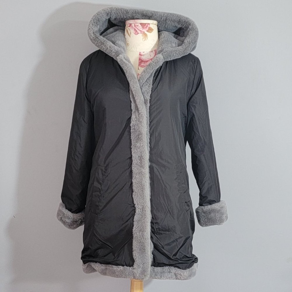 Boho Faux fur hooded reversible coat